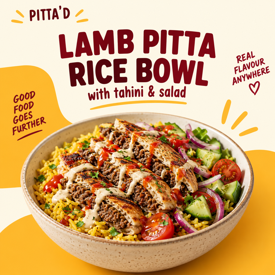 Lamb Pitta Rice Bowl with Tahini & Salad